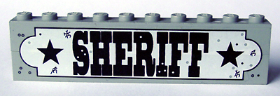 Lego Stickered Assembly 10 x 1 x 2 with 'SHERIFF' Sign Pattern (Sticker) - Sets 6755 / 6764