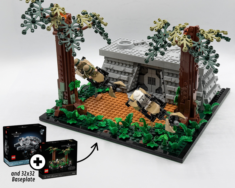Lego Endor Bunker & Speeder Bike Chase (75375 + 75353 + Green Baseplate Alternate Model)
