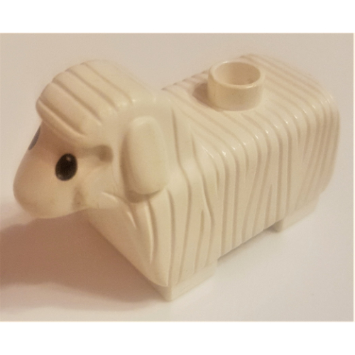 Lego Duplo Animal Sheep, with Solid Black Eyes (Old Style) / White
