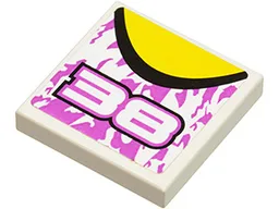 Tile 2 x 2 with '38', Top Black and Yellow Curve Pattern (Sticker) - Set 8131