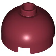 Brick Round 2 x 2 Dome Top, Blocked Open Stud, Bottom Axle Holder / Dark Red