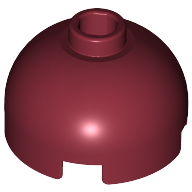 Lego Brick Round 2 x 2 Dome Top, Blocked Open Stud, Bottom Axle Holder / Dark Red