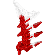 Lego Large Figure Weapon Blade, 4 Spikes, Marbled Red Pattern (Krika) / Milky White