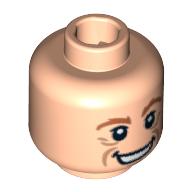 Lego Minifig Head Arthur Weasley, Brown Eyebrows, Wrinkles, Wide Smile Print [Blocked Open Stud] / Light Nougat