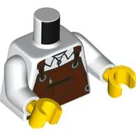 Torso, Reddish Brown Apron, Pocket, White Shirt Print, White Arms, Yellow Hands / White