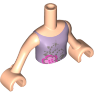 Lego Minidoll Torso Girl with Medium Violet Top with Flowers Print, Light Nougat Arms with Hands / Light Nougat