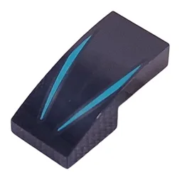 Brick Curved 2 x 1 No Studs with Dark Turquoise Lines Print