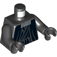 Lego Torso Robe, Tied, Silver Neck Clasp Print, Black Arms and Hands / Black