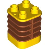 Duplo Brick 2 x 2 x 2 Yellow with Flex Spring / Dark Orange