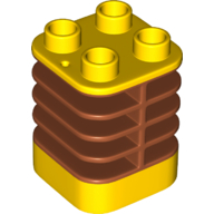 Lego Duplo Brick 2 x 2 x 2 Yellow with Flex Spring / Dark Orange
