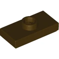 Plate Special 1 x 2 with 1 Stud with Groove and Inside Stud Holder (Jumper) / Dark Brown