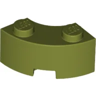 Brick Round Corner 2 x 2 Macaroni with Stud Notch and Reinforced Underside [New Style] / Olive Green