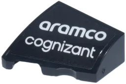 Wedge 2 x 2 x 2/3 Left with White 'aramco' and 'cognizant' Logo Pattern (Sticker) - Sets 76925 / 77245