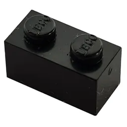Modulex Brick 1 x 2 with LEGO on Stud / Modulex Black