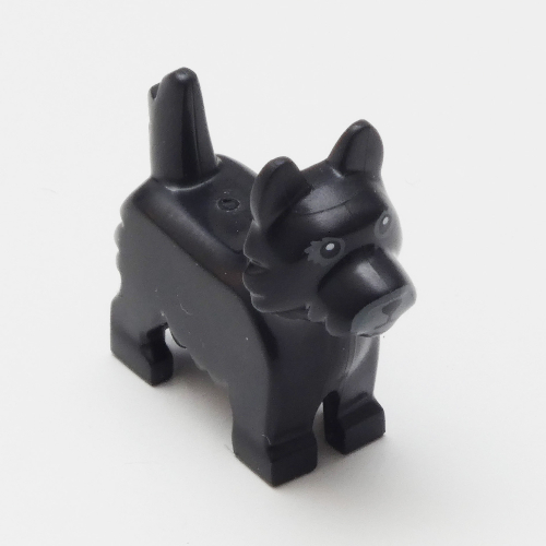 Lego Animal, Dog, Terrier with Black Eyes and Nose on Gray Background / Black