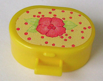 Lego Scala Utensil Oval Case with Pink Flower and Red Dots on Light Yellow Pattern (Sticker) - Sets 3118 / 3204 / 3210 / Yellow