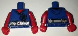 Torso Hoodie with Large Black Spider over Red Shirt, Wide Silver Belt Detailed with Dot on Buckle Pattern / Red Arms with Silver Cuffs (Web Slingers) Pattern / Red Hands