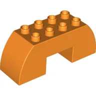 Duplo Brick 2 x 6 x 2 Curved with 2 x 2 Cutout on Bottom / Orange