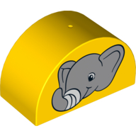 Lego Duplo Brick 2 x 4 x 2 Curved Top with Elephant with Bandage on his Trunk