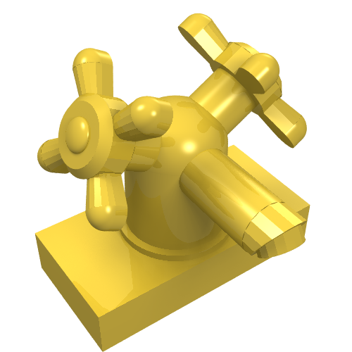 Lego Tap 1 x 2 with Dual Handles / Yellow