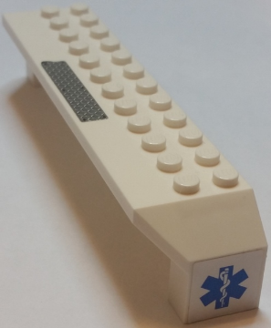 Lego Arch 2 x 14 x 2 1/3 with Tread Plate on Top and Blue EMT Star of Life on End Pattern Model Left Side (Stickers) - Set 7739