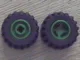 Wheel 11mm D. x 12mm, Hole Notched for Wheels Holder Pin with Black Tire 21mm D. x 12mm - Offset Tread Small Wide (6014b / 6015) / Green