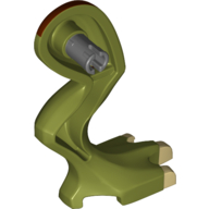 Lego Animal Body Part, Dinosaur, Leg, Right, with Pin and Reddish Brown Markings Print / Olive Green
