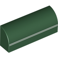 Lego Brick Curved 1 x 4 x 1 1/3 No Studs with Twin White Line Speed Stripe Print