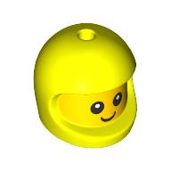 Lego Minifig Head Special, Baby with Vibrant Yellow Helmet pattern, Face print / Yellow