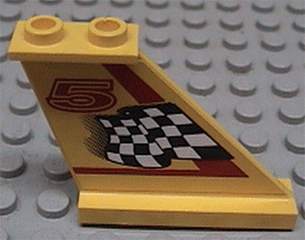 Lego Tail 4 x 1 x 3 with Black and White Checkered Flag, Red Line and Number 5 Pattern Model Right Side (Sticker) - Set 8225