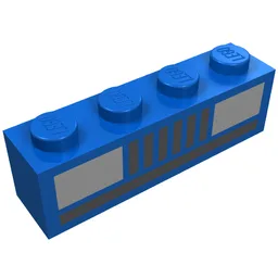 Brick 1 x 4 with Basic Car Headlights Print / Blue