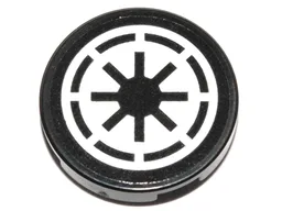 Tile, Round 2 x 2 with Bottom Stud Holder with SW Galactic Republic Logo on White Background Pattern (Sticker) (Undetermined Type)