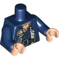 Torso, Officer's Coat with Gold Buttons and Brown Belt Print, Dark Blue Arms, Light Nougat Hands / Dark Blue