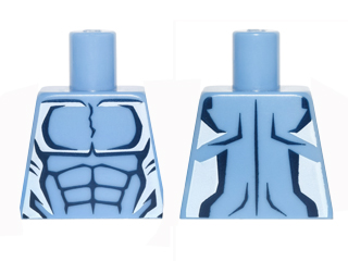 Lego Torso Alien with Dark Blue Muscles Outline and White Edges Pattern