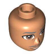 Lego Minidoll Head Male Dark Bluish Grey Eyebrows, Moustaches, Goatee, Brown Eyes / Nougat