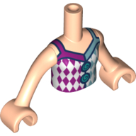 Lego Minidoll Torso Girl with White/Magenta/Sand Blue Top print, Light Nougat Arms and Hands / Light Nougat