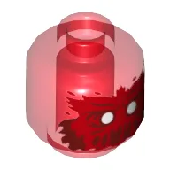 Minifig Head Ghost Axel Chops, with Red Face, White Eyes, Slime Mouth Print / Trans-Red
