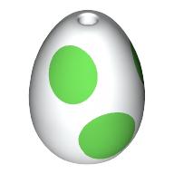 Lego Food Egg with 1.5mm Hole and Bright Green Spots Print