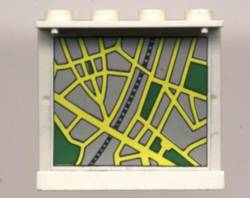 Lego Panel 1 x 4 x 3 - Solid Studs with Map Street Pattern 3 on Inside (Sticker) - Set 6676