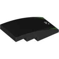 Brick Curved 4 x 2 No Studs with White SAAB Logo, Bright Green Markings Print / Black
