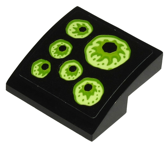 Lego Slope, Curved 2 x 2 x 2/3 Inverted with 6 Yellowish Green Eyes on Black Background Pattern Model Left Side (Sticker) - Set 70432