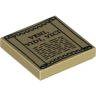 Tile 2 x 2 with 'VENI, VIDI, VICI' on Scroll Print / Tan