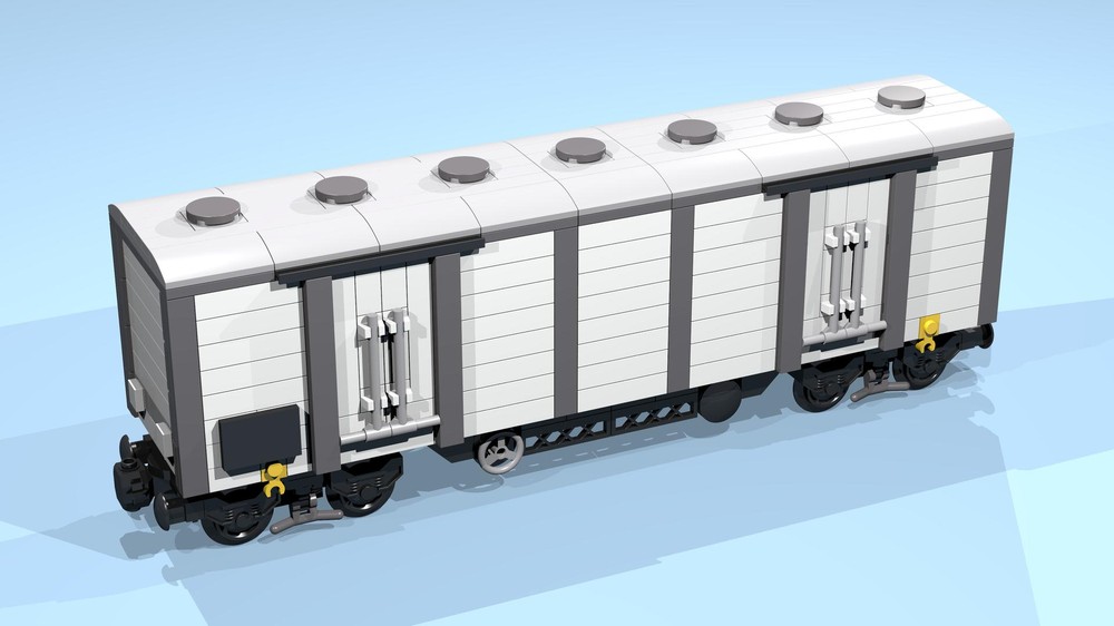 Lego 8-Wheel Box Wagon / Reefer (SNOT, white, 9 studs high, 8 studs wide)