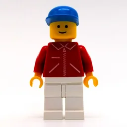 Man, Red Jacket with Zipper and Pockets, White Legs, Blue Cap