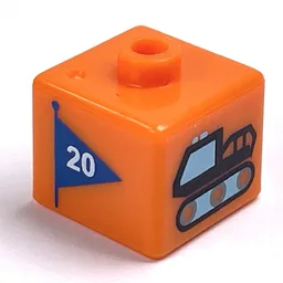 Pen Bead, Square with Tracked Snow Truck and Flag Print / Orange