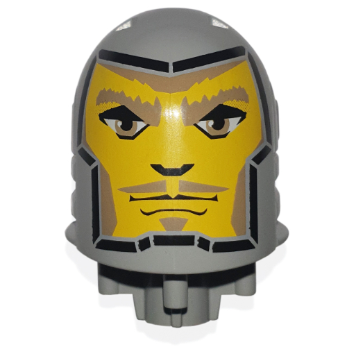 Lego Large Figure Head, Round Top with Danju Print / Light Bluish Gray