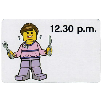 Lego Activity Card, Time-Teaching 12-Hour Clock 12.30 p.m., Female / [No Color/Any Color]