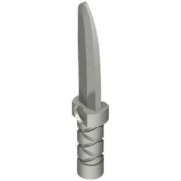 Weapon Dagger / Knife with Flat Hilt End and Curved Blade, Cross Hatched Grip / Flat Silver