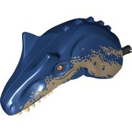 Lego Animal Body Part, Dinosaur, Allosaurus Head with Dark Tan print / Dark Blue