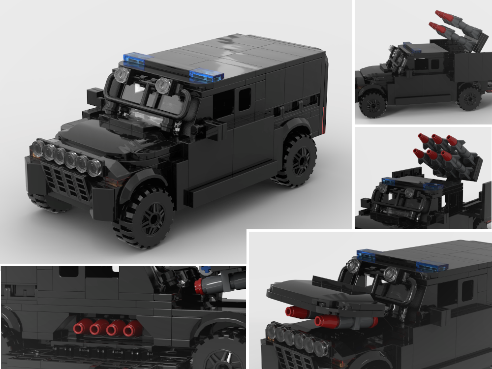 Lego Armored car with hidden missile launchers (SWAT)